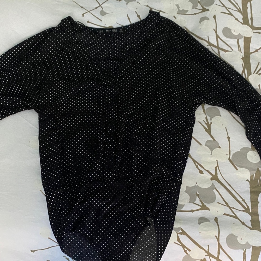 Zara Black and White Polka Dot Blouse